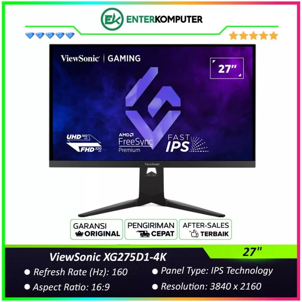 ViewSonic XG275D1-4K 27 UHD Fast IPS 160Hz HDR10 USB-C Gaming Monitor - foto 1
