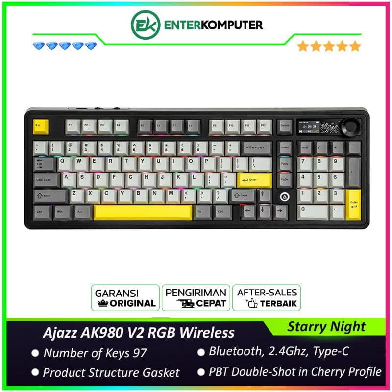Ajazz AK980 V2 RGB Wireless Mechanical Keyboard - Gift Switch V2 - Starry Night - foto 1