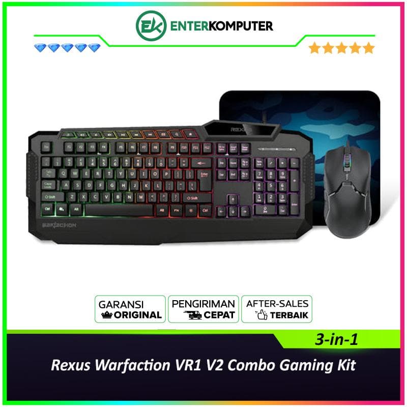 Rexus Warfaction VR1 V2 3-in-1 Combo Gaming Kit - foto 1