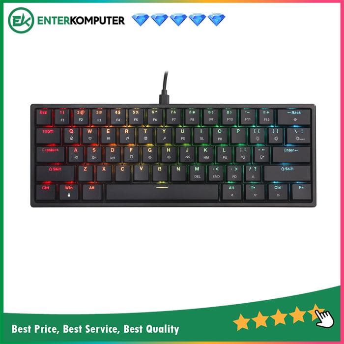 Digital Alliance Meca 6 RGB Low Profile Mini 60% Mechanical Gaming Keyboard (Black/White) - foto 1