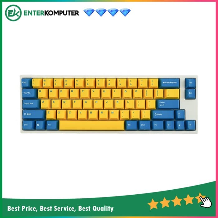Leopold FC660M PD Yellow Blue (White case) 65% PBT Double-Shot Mechanical Keyboard - Cherry MX Blue - FC660MC/EYBPD(W) - foto 1