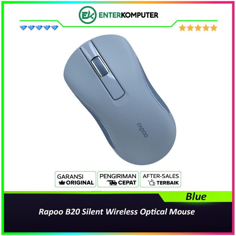 Rapoo B20 Silent Wireless Optical Mouse - Blue - foto 1