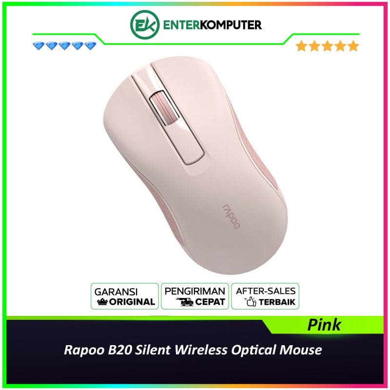Rapoo B20 Silent Wireless Optical Mouse - Pink - foto 1