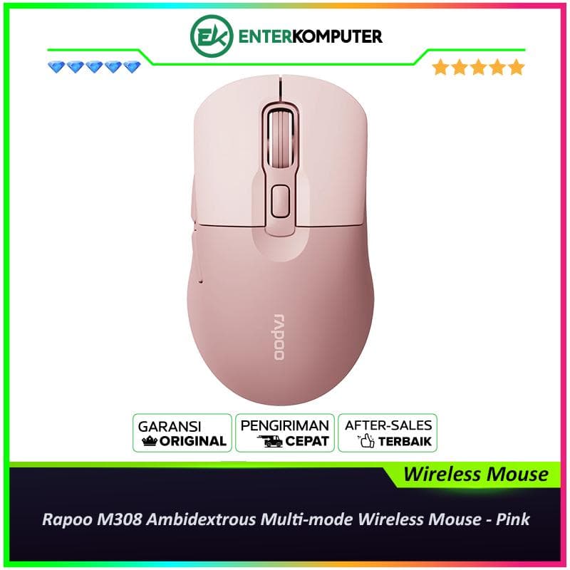 Rapoo M308 Ambidextrous Multi-mode Wireless Mouse - Pink - foto 1