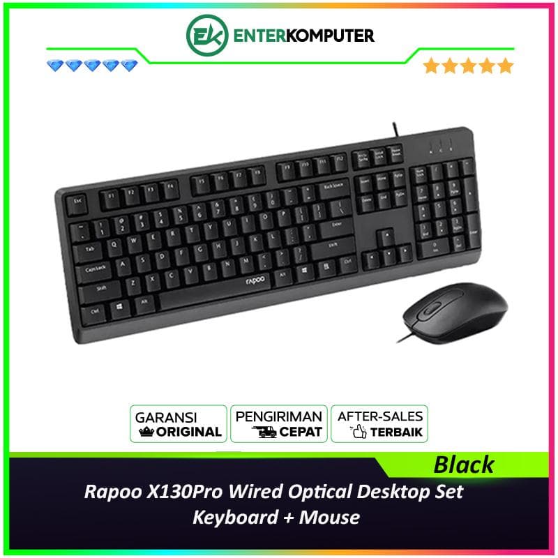 Rapoo X130Pro Wired Optical Desktop Set Keyboard + Mouse - foto 1