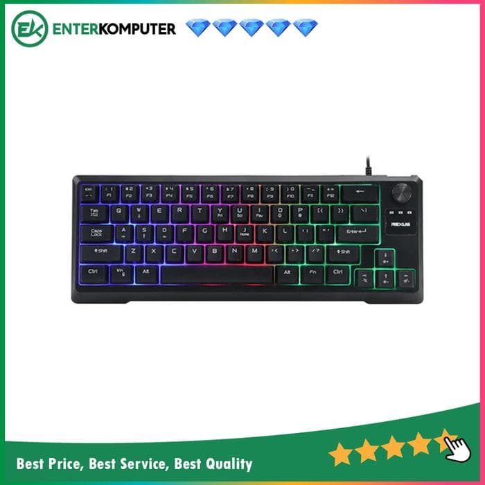 Rexus Battlefire K65M Gaming Keyboard 60% with LED Rainbow Color Backlit - Black - foto 1