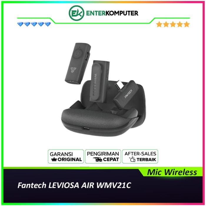 Fantech LEVIOSA AIR WMV21C USB-C Dual Mic Wireless Lavalier Microphone - foto 1