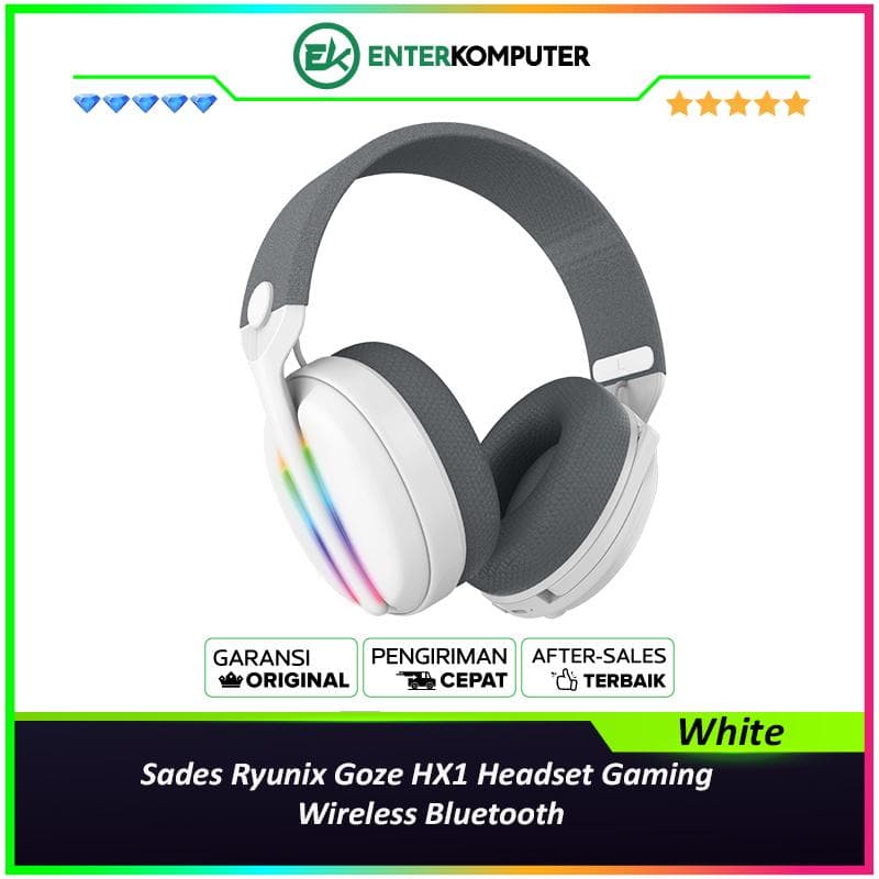 Sades Ryunix Goze HX1 Headset Gaming Wireless Bluetooth - White - foto 1