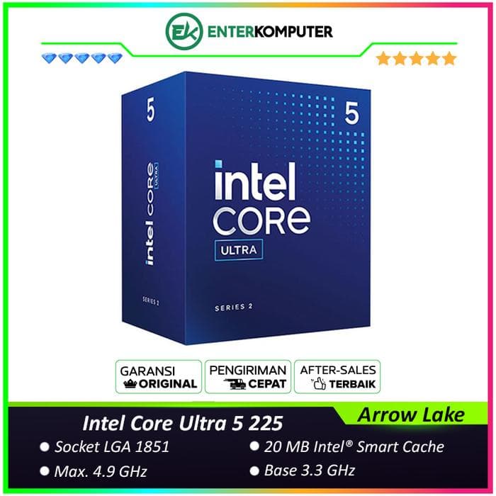 Intel Core Ultra 5 225 3.3GHz Up To 4.9GHz - Cache 20MB [Box] Socket LGA 1851 - Arrow Lake Series - foto 1
