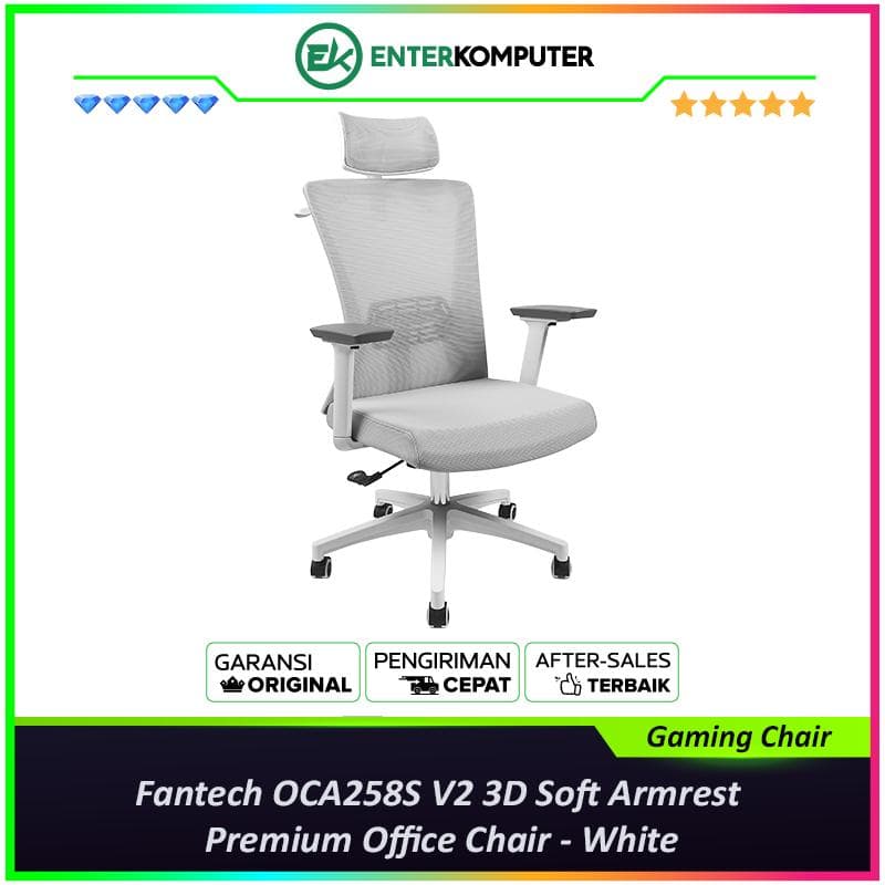 Fantech OCA258S V2 3D Soft Armrest Premium Office Chair -  White - foto 1