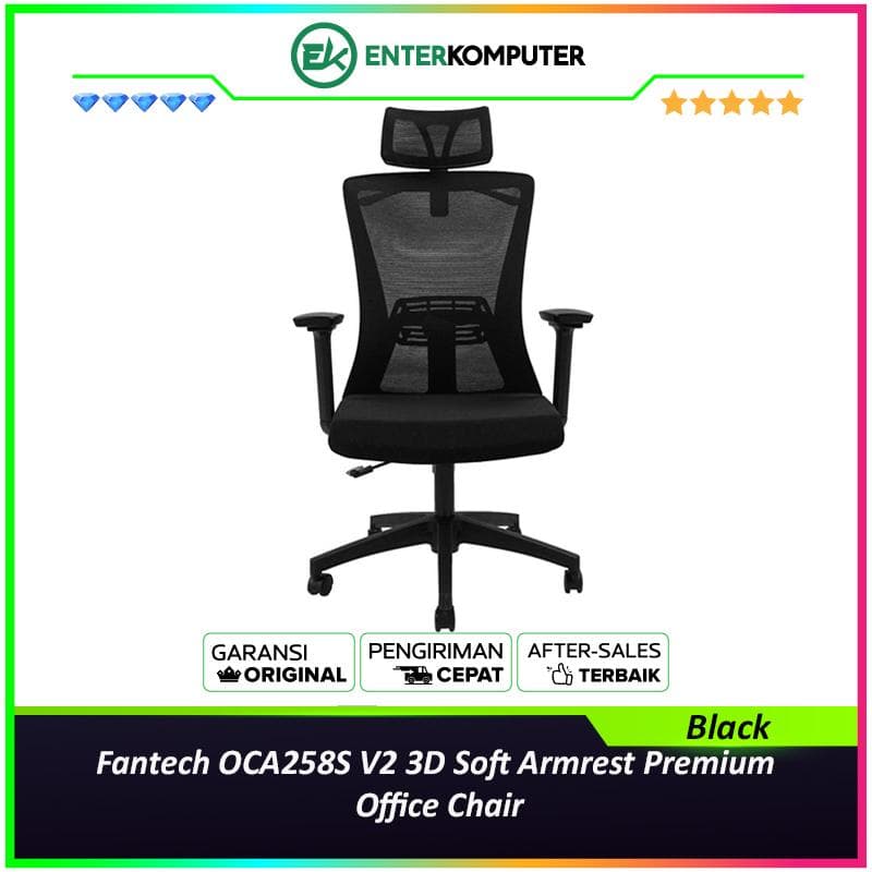 Fantech OCA258S V2 3D Soft Armrest Premium Office Chair - Black - foto 1