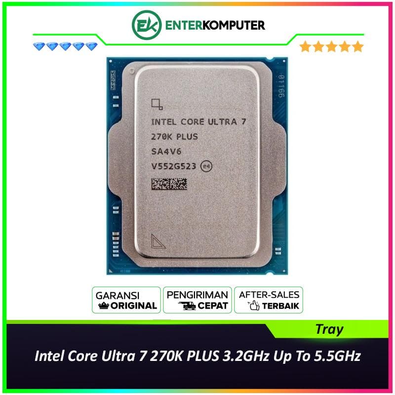 Intel Core Ultra 7 270K PLUS 3.2GHz Up To 5.5GHz - Cache 36MB [Tray] Socket LGA 1851 - Arrow Lake Series - NEW UNIT - 1 Years Warranty - foto 1