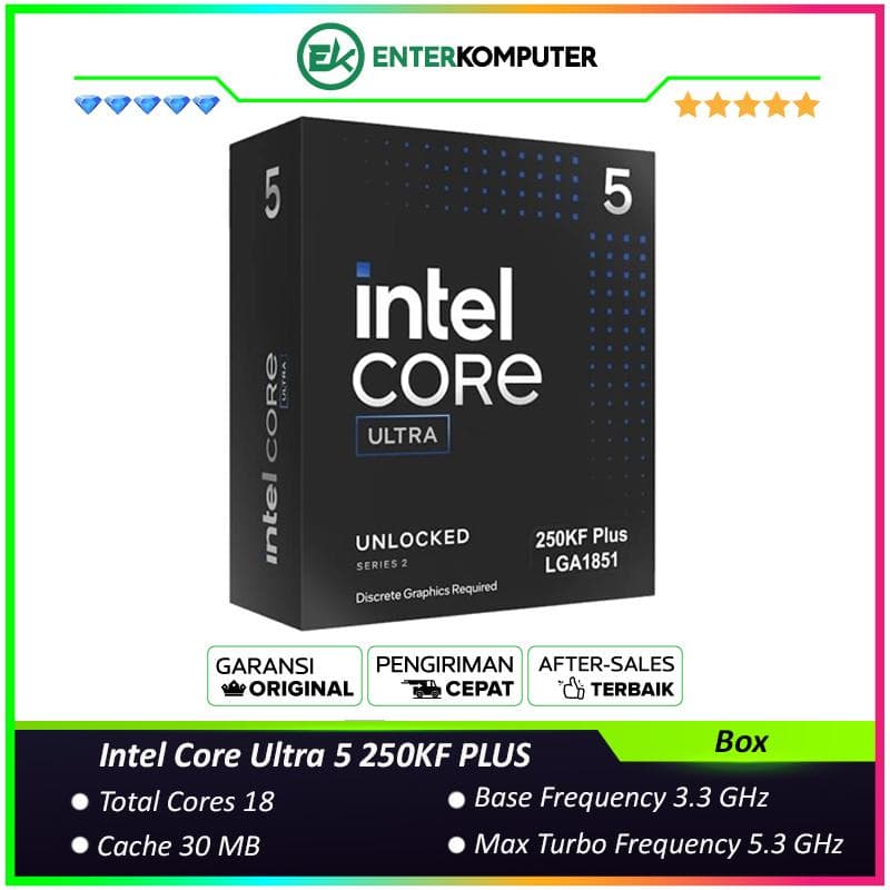 Intel Core Ultra 5 250KF PLUS 3.3GHz Up To 5.3GHz - Cache 30MB [Box] Socket LGA 1851 - Arrow Lake Series - foto 1