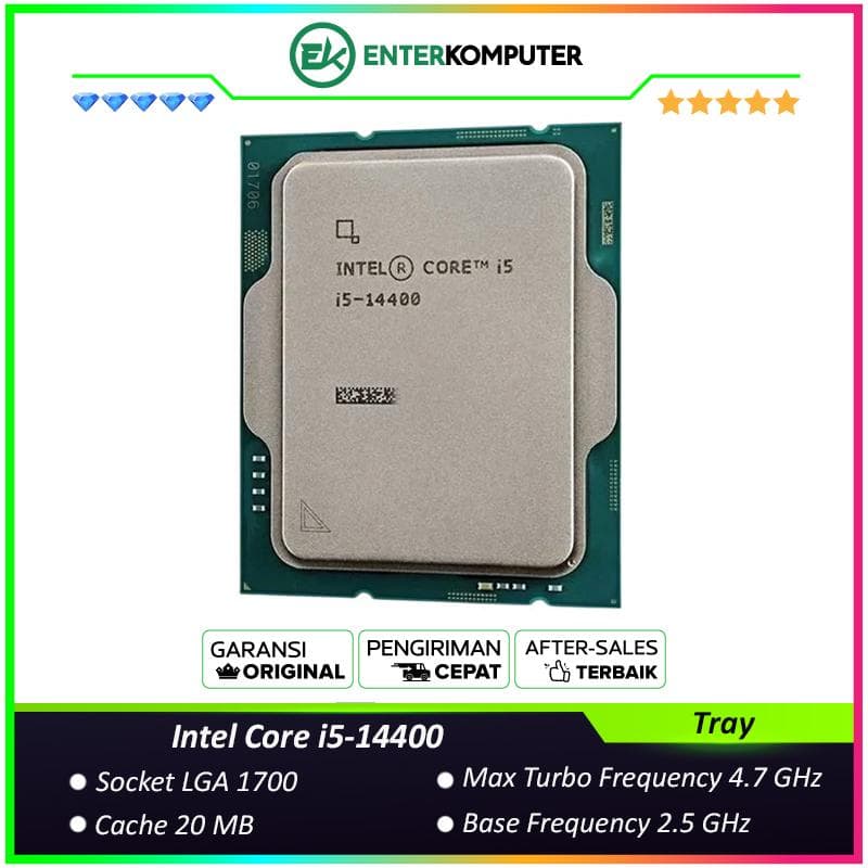 Intel Core i5-14400 2.5GHz Up To 4.7GHz - Cache 20MB [Tray] Socket LGA 1700 - Raptor Lake Refresh Series - Garansi 3Thn - foto 1