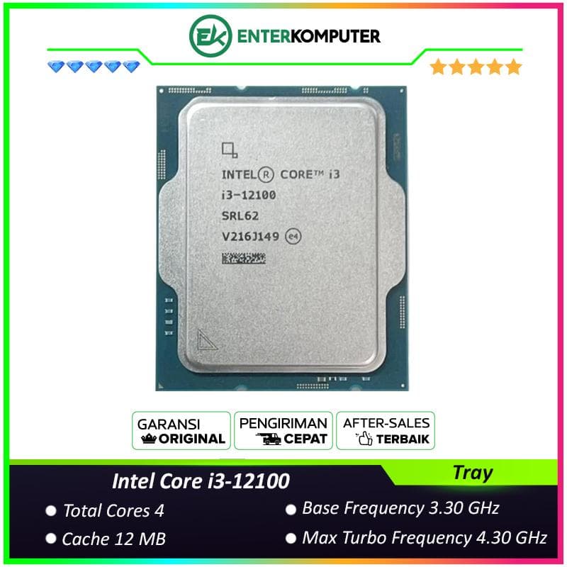 Intel Core i3-12100 3.3GHz Up To 4.3GHz - Cache 12MB [Tray] Socket LGA 1700 - Alder Lake Series - Garansi 3Thn - foto 1