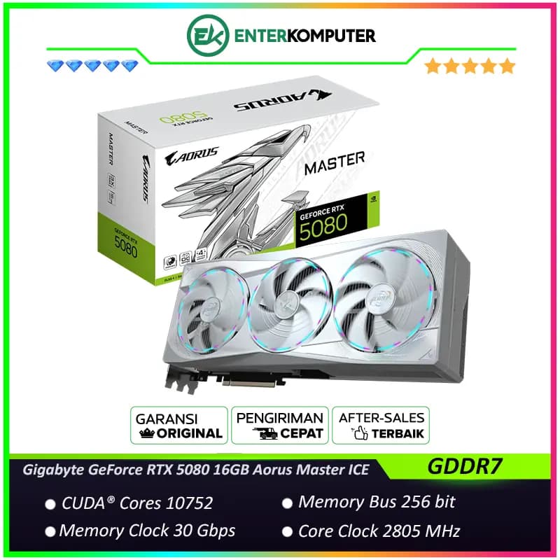 Gigabyte GeForce RTX 5080 16GB GDDR7 Aorus Master ICE - GV-N5080AORUSM ICE-16GD - foto 1