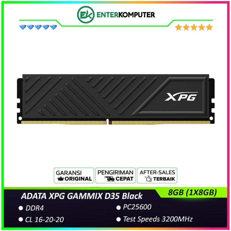 ADATA XPG GAMMIX D35 Black Edition DDR4 PC25600 3200MHz 8GB (1X8GB) CL 16-20-20 - AX4U32008G16A-SBKD35 - foto 1