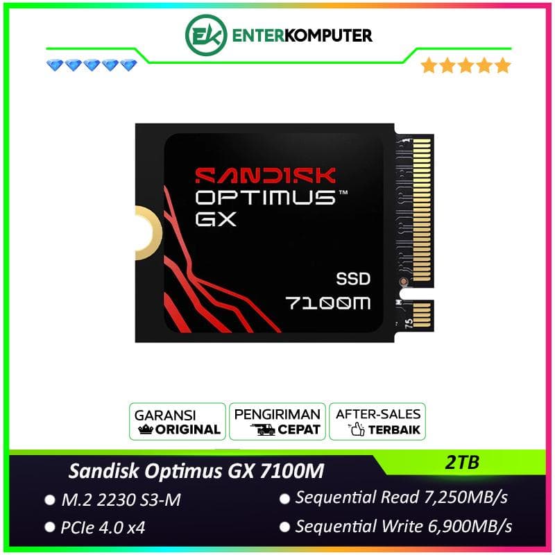 Sandisk Optimus GX 7100M NVMe SSD 2TB M.2 2230 S3-M PCIe 4.0 x4 - SDSP71200TAT - R 7250MB/s & W 6900MB/s - foto 1