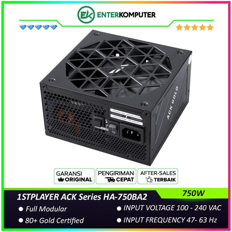 1STPLAYER ACK Series 750W HA-750BA2 Cybenetics and 80+ Gold Certified with Embossed Cable - Full Modular - ATX3.1 and PCIe 5.1 Ready - Active PFC - 140MM Hydraulic Bearing - Premium Quality Capacitors - 7 Years Warranty - foto 1