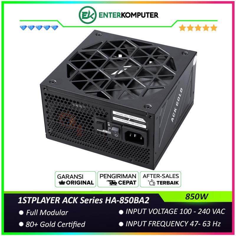 1STPLAYER ACK Series 850W HA-850BA2 Cybenetics and 80+ Gold Certified with Embossed Cable - ATX3.1 and PCIe 5.1 Ready - Active PFC - 140MM Hydraulic Bearing - Premium Quality Capacitors - 7 Years Warranty - foto 1