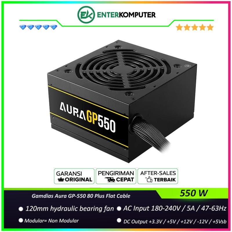 Gamdias Aura GP-550 550W 80 Plus Flat Cable - foto 1