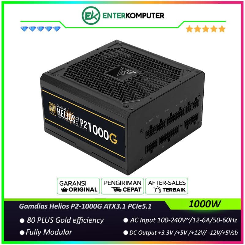 Gamdias Helios P2-1000G 1000W ATX3.1 PCIe5.1 80+ Gold - Full Modular - foto 1