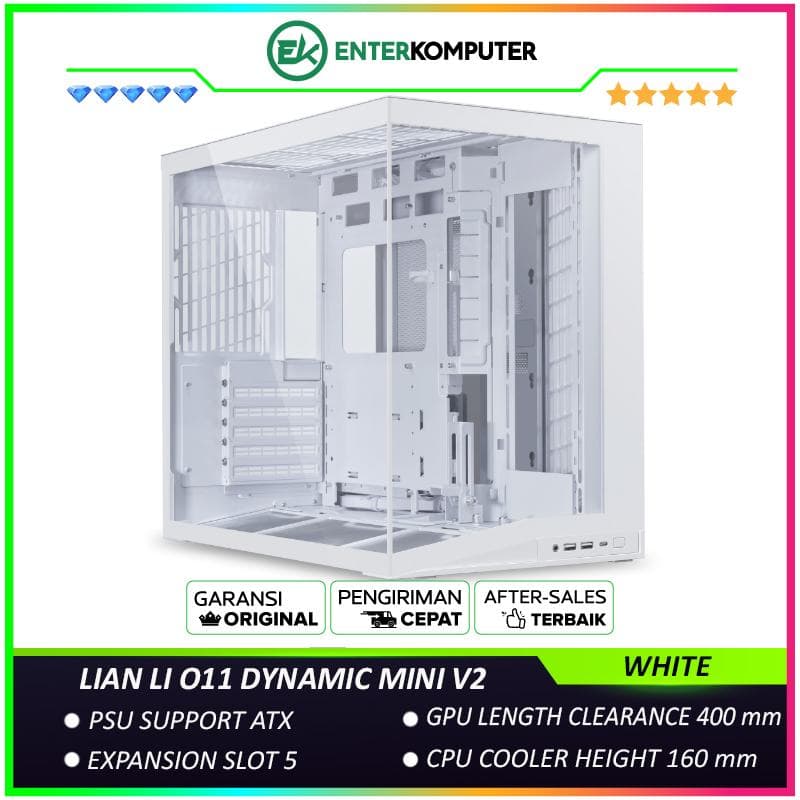 LIAN LI O11 DYNAMIC MINI V2 WHITE - Precision Resized and Elegantly Efficient - ATX Back-CONNECT Motherboards Compatible - 4MM Tempered Glass - USB Type C - foto 1