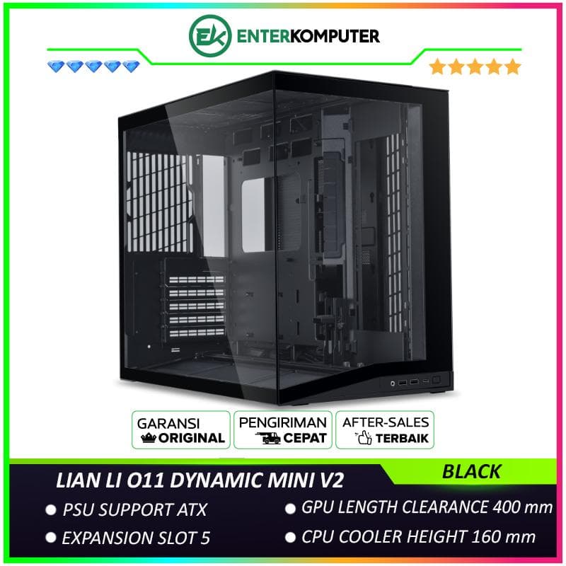 LIAN LI O11 DYNAMIC MINI V2 BLACK - Precision Resized and Elegantly Efficient - ATX Back-CONNECT Motherboards Compatible - 4MM Tempered Glass - USB Type C - foto 1