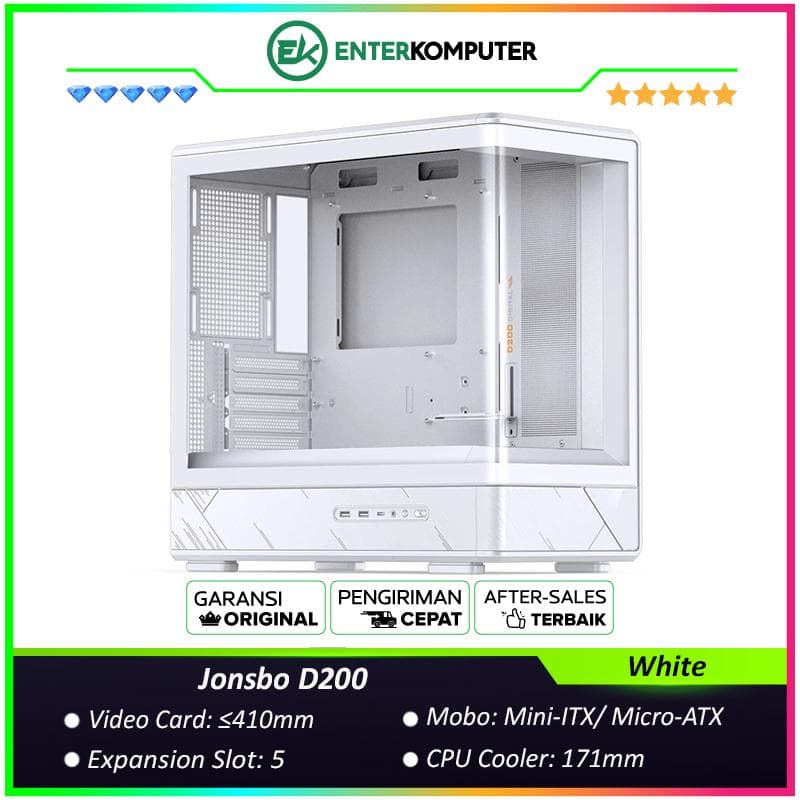 Jonsbo D200 M-ATX Panoramic Curved Glass Case - White - foto 1