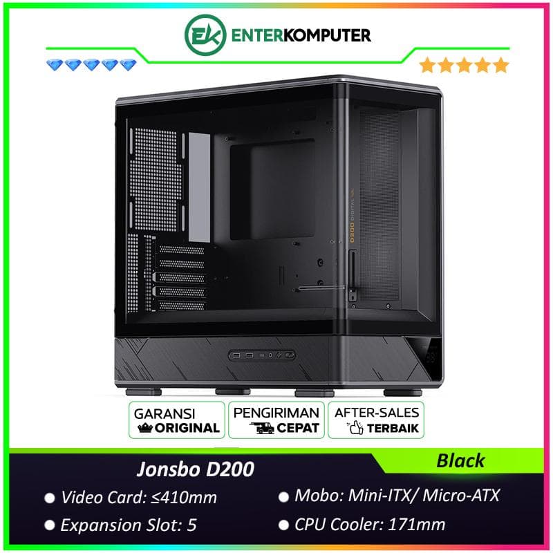 Jonsbo D200 M-ATX Panoramic Curved Glass Case - Black - foto 1