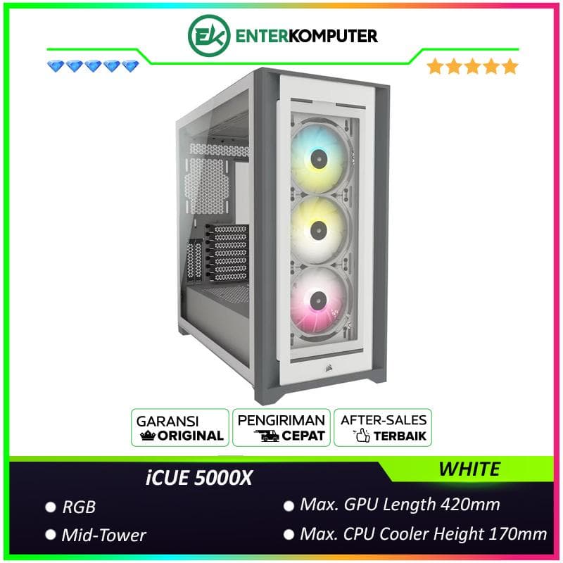 Corsair iCUE 5000X RGB Tempered Glass (White) - foto 1