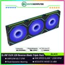 LIAN LI UNI FAN SL-INF FLEX 120 Reverse Blade BLACK Triple Pack with Controller - Multiple Control Modes - Three-Zone ARGB Lighting with Fan Blade - Side Infinity Mirror and Edge Lighting Effects - 12RSLIN1F3B - foto 1