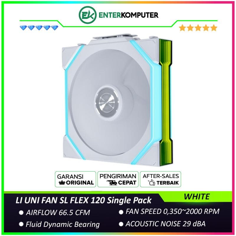 LIAN LI UNI FAN SL FLEX 120 WHITE Single Pack - Dual Control Modes - Dual-Sided Infinity Mirrors and Independently Controlled ARGB Zones Create Layered Illumination From Every Angle - 12SL1F1W - foto 1