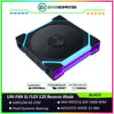 LIAN LI UNI FAN SL FLEX 120 Reverse Blade BLACK Single Pack - Dual Control Modes - Dual-Sided Infinity Mirrors and Independently Controlled ARGB Zones Create Layered Illumination From Every Angle - 12RSL1F1B - foto 1