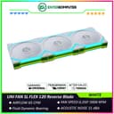 LIAN LI UNI FAN SL FLEX 120 Reverse Blade WHITE Triple Pack with Controller - Dual Control Modes - Dual-Sided Infinity Mirrors and Independently Controlled ARGB Zones Create Layered Illumination From Every Angle - 12RSL1F3W - foto 1