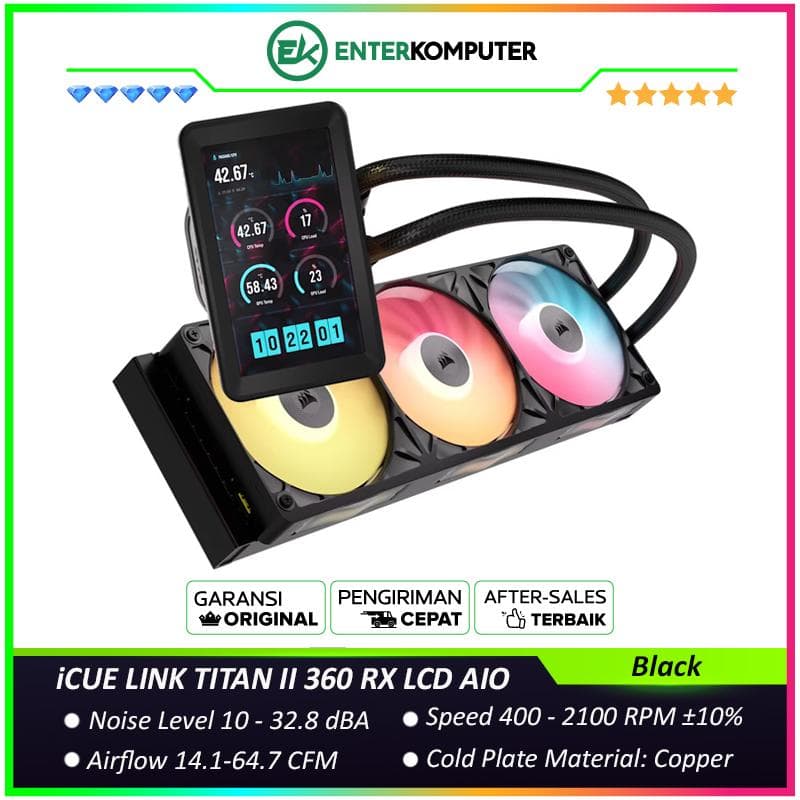 Corsair iCUE LINK TITAN II 360 RX LCD AIO Liquid CPU Cooler - Black - foto 1
