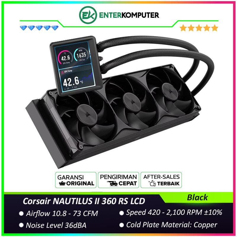 Corsair NAUTILUS II 360 RS LCD Liquid CPU Cooler - Black - foto 1