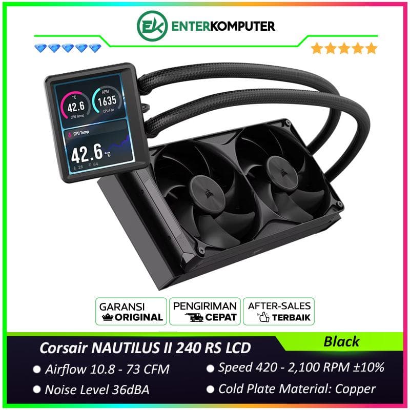 Corsair NAUTILUS II 240 RS LCD Liquid CPU Cooler - Black - foto 1
