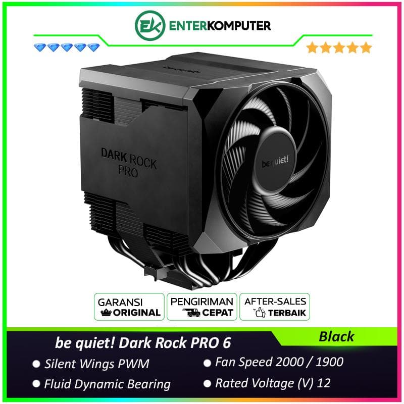be quiet! Dark Rock PRO 6 - More Performance and Silence - Simple Mounting Systems for Fans and Heatsink - 1x Silent Wings 135mm PWM fan and 1x Silent Wings 120mm PWM fan - foto 1