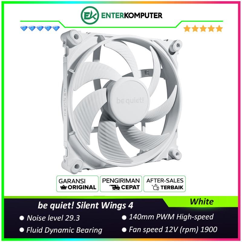 be quiet! Silent Wings 4 White Version - 140mm PWM High-speed - No Compromise Silence and Performance - foto 1