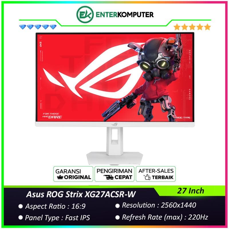 Asus ROG Strix XG27ACSR-W 27 Inch QHD Fast IPS 220Hz HDR400 Gaming Monitor - foto 1