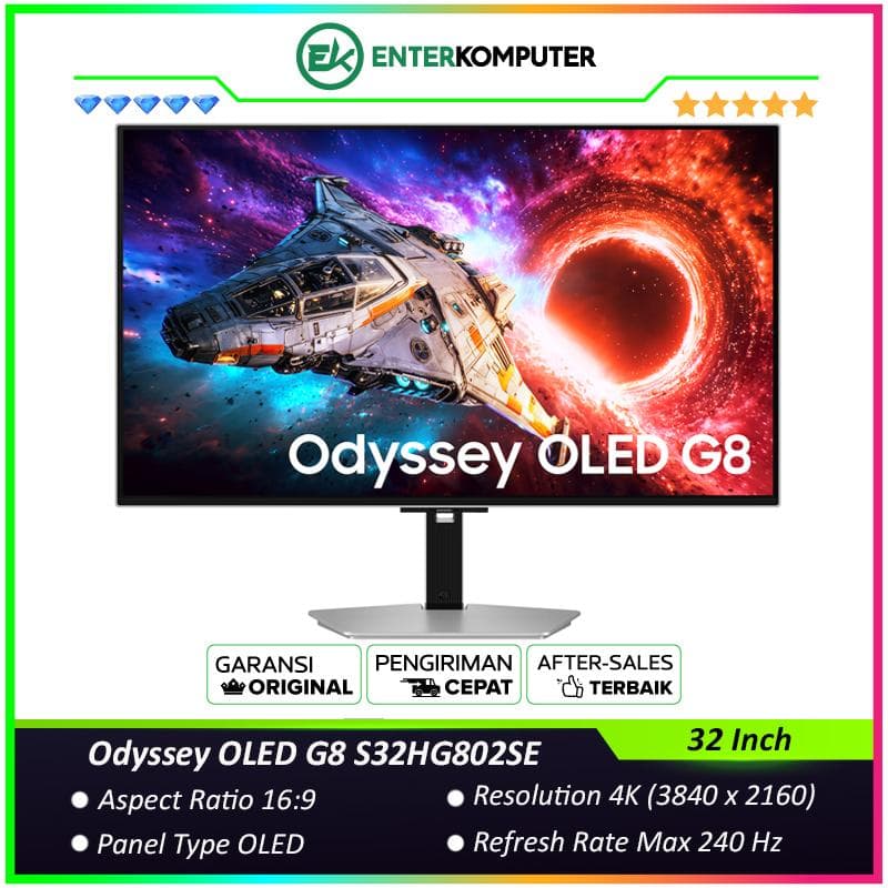 Samsung Odyssey OLED G8 S32HG802SE 32 Inch 4K QD-OLED 240Hz HDR500 Gaming Monitor - foto 1