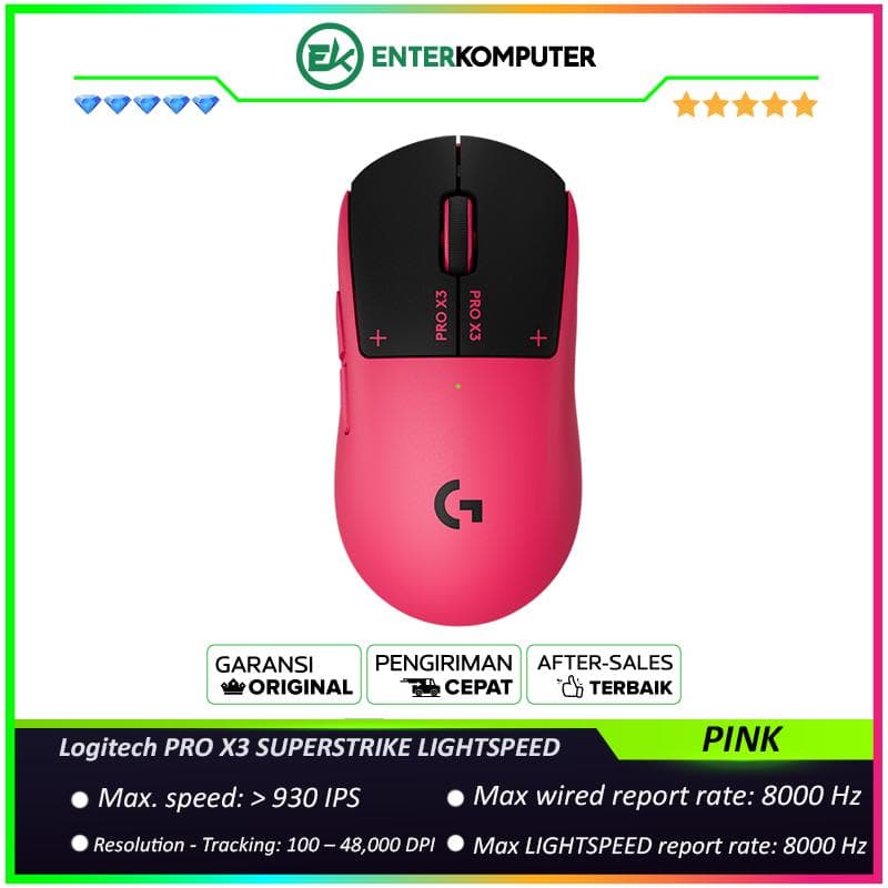 Logitech PRO X3 SUPERSTRIKE LIGHTSPEED Wireless Gaming Mouse - Pink - foto 1