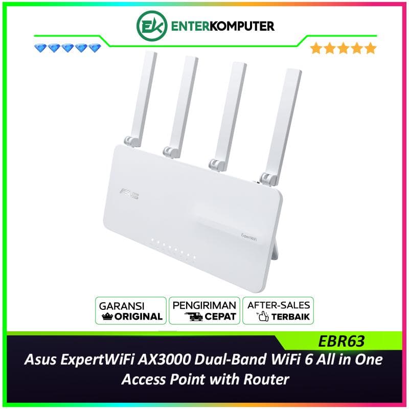 Asus ExpertWiFi EBR63 AX3000 Dual-Band WiFi 6 All in One Access Point with Router - foto 1