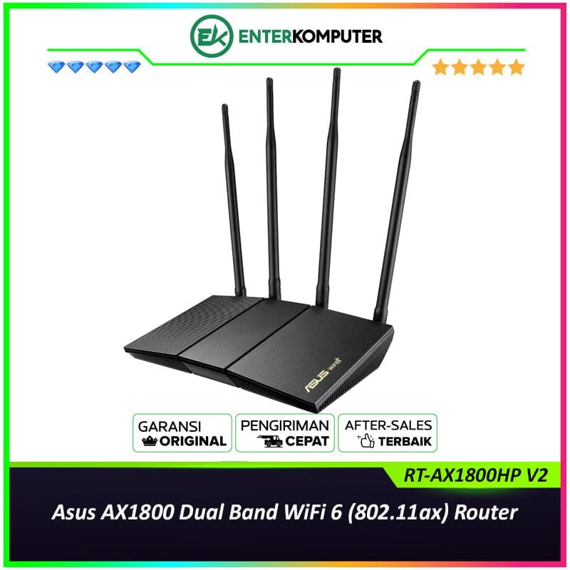 Asus AX1800 Dual Band WiFi 6 (802.11ax) Router - RT-AX1800HP V2 - foto 1