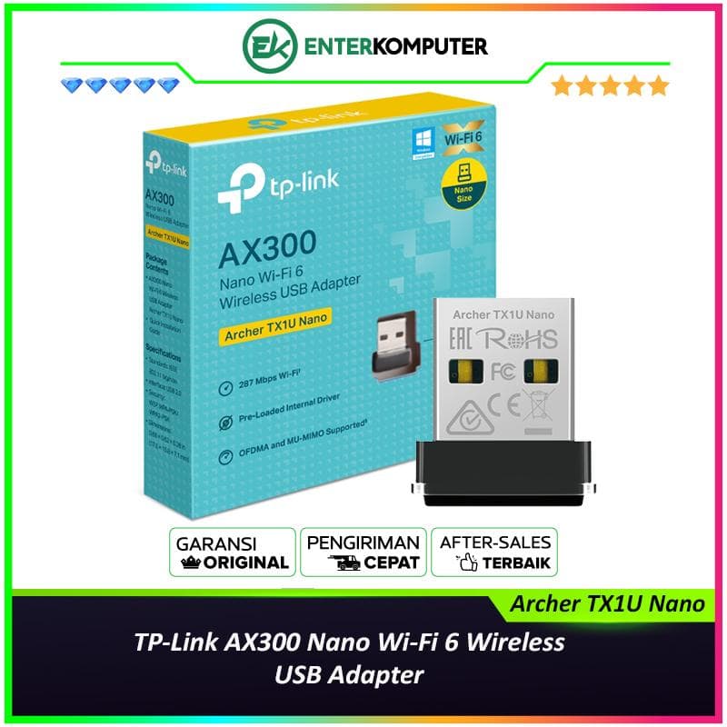 TP-Link AX300 Nano Wi-Fi 6 Wireless USB Adapter - Archer TX1U Nano - foto 1