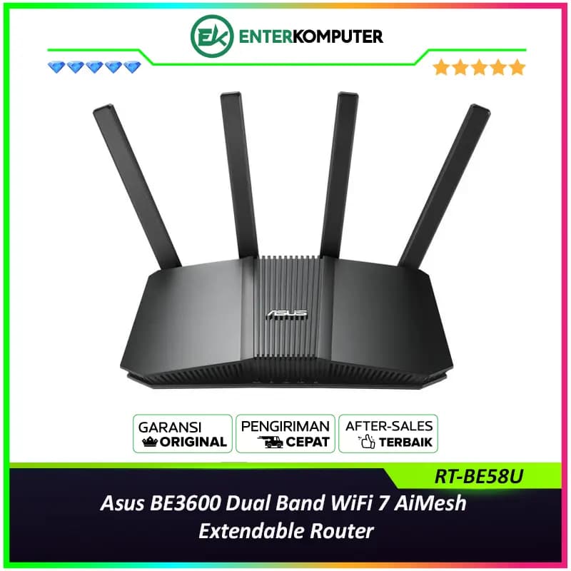 Asus BE3600 Dual Band WiFi 7 AiMesh Extendable Router - RT-BE58U - foto 1