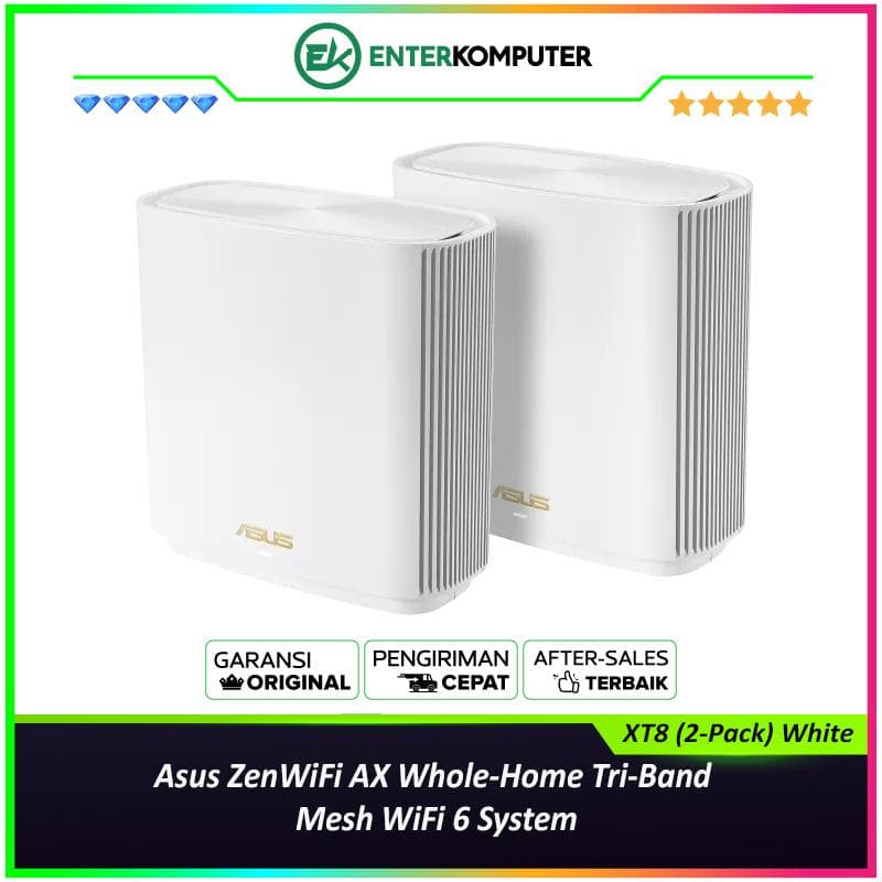 Asus ZenWiFi AX Whole-Home Tri-Band Mesh WiFi 6 System - XT8 (2-Pack) White - foto 1