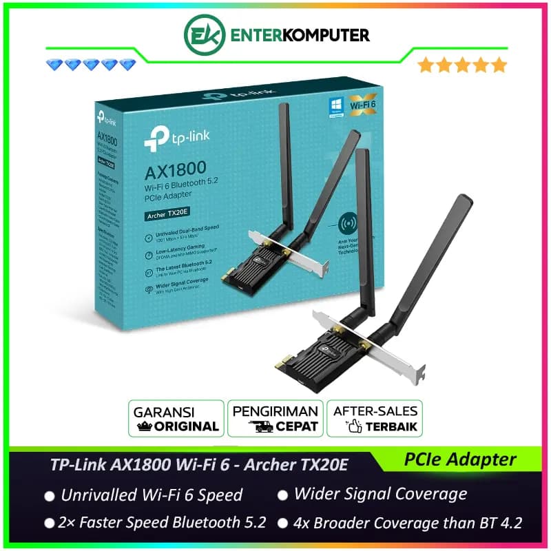 TP-Link AX1800 Wi-Fi 6 Bluetooth 5.2 PCIe Adapter - Archer TX20E - foto 1