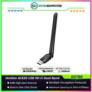 Vention AC650 USB Wi-Fi Dual Band Network Adapter with High Gain Antenna Black - KDTB0 - foto 1